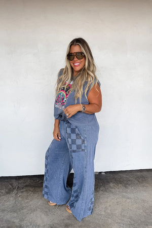Groove on Checker Flare Pants