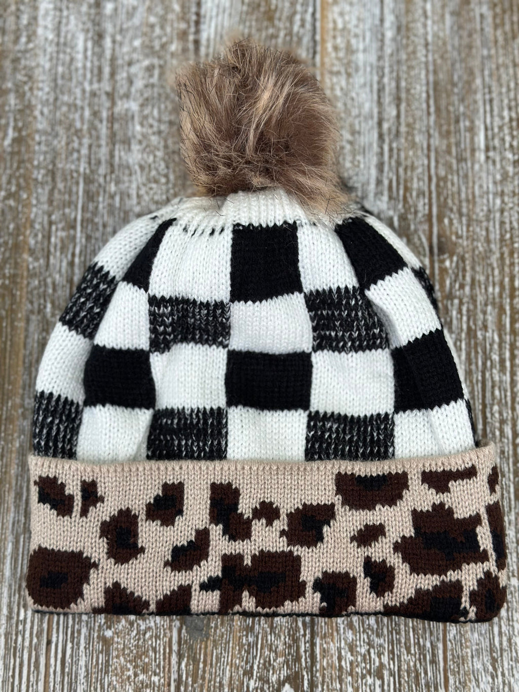 "Wildly Checkered" Pom Beanie