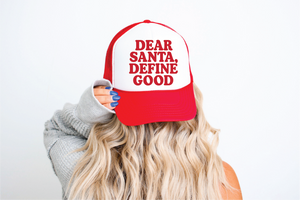 Santa Define Good Red & White Trucker Hat