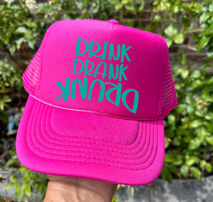 Drink Drank Drunk Hot Pink Trucker Hat