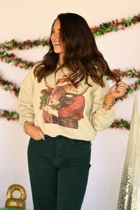Santa Hugging Bull Sweatshirt