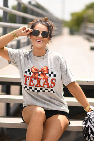 Texas Checkered Bow Tee