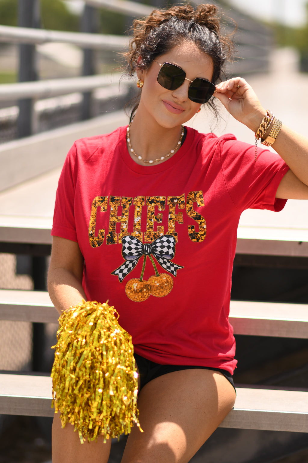 Chiefs Cherries Faux Sequins Tee
