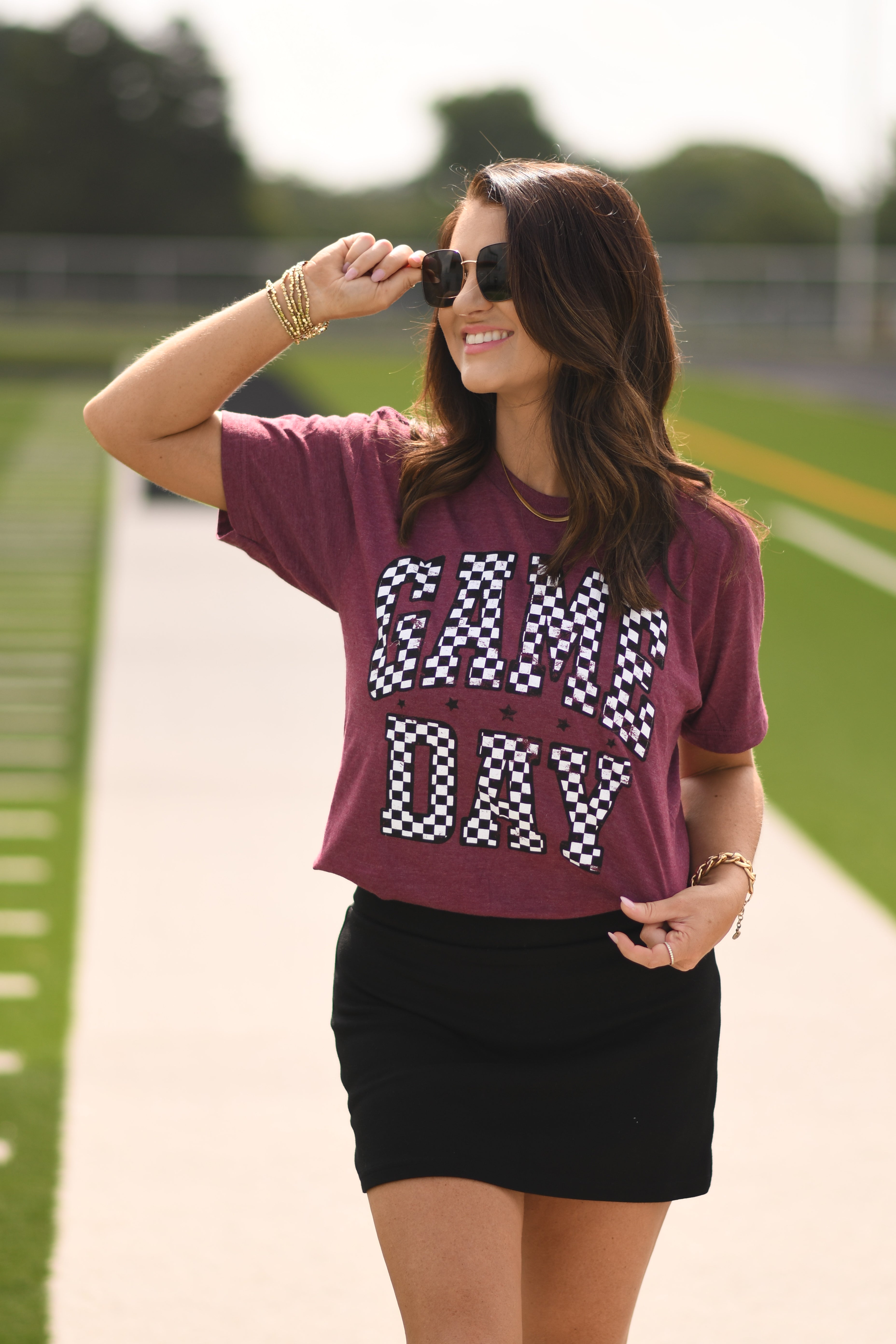 RTS Maroon Checkered Game Day Tee