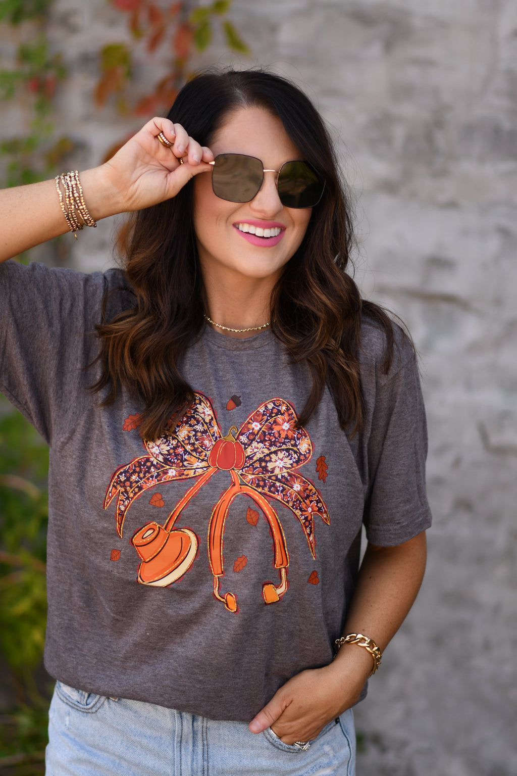 Fall Floral Stethoscope Tee