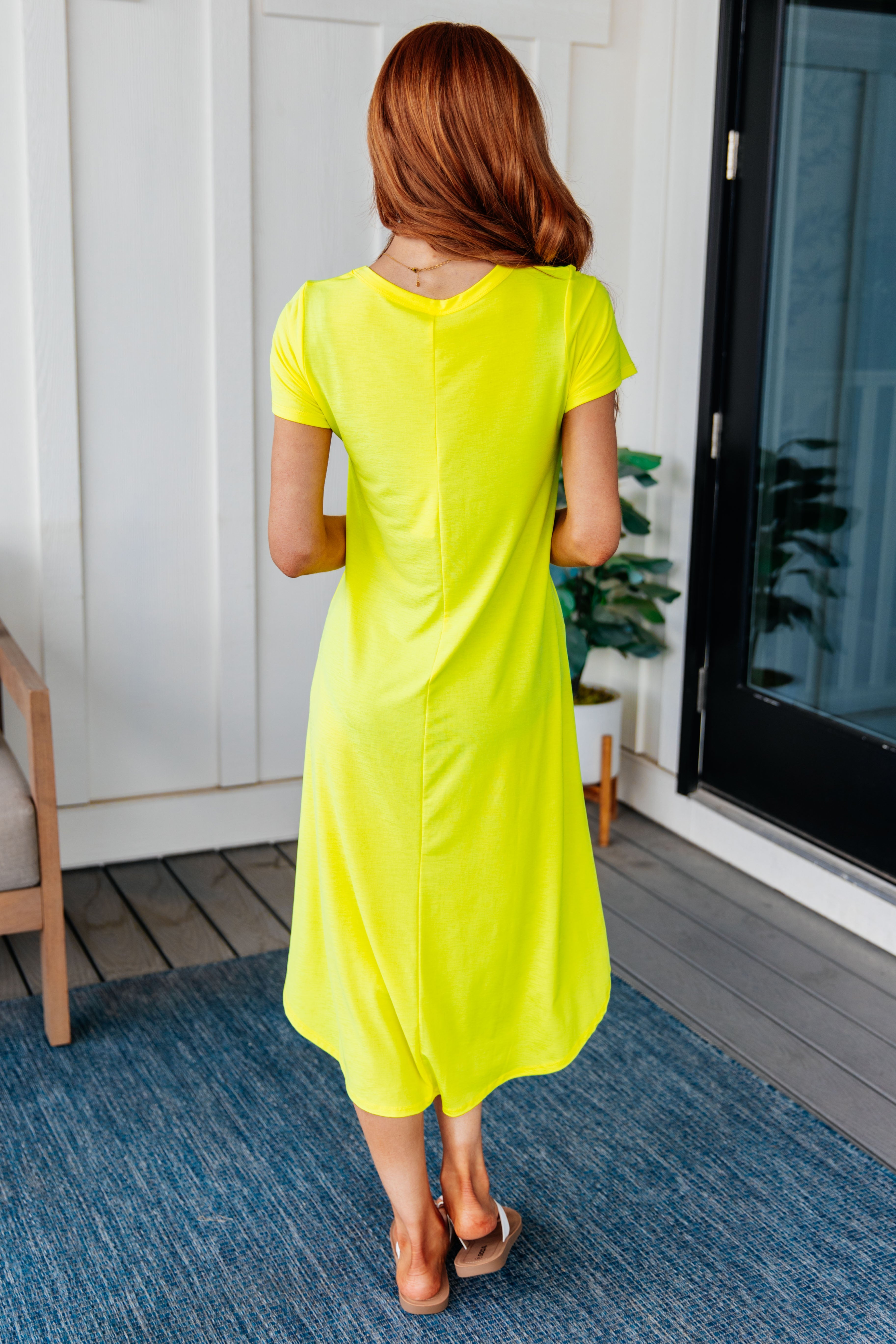 Dolman Sleeve Maxi Dress in Neon Yellow (Sheer)