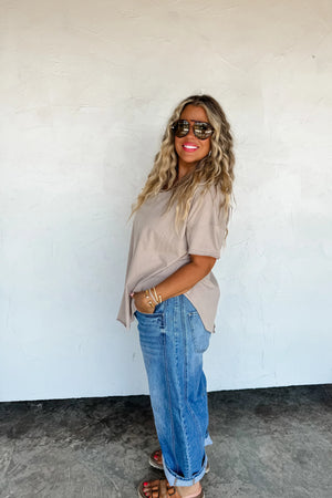 Joey V-Neck Washed Cotton Boyfriend Tee