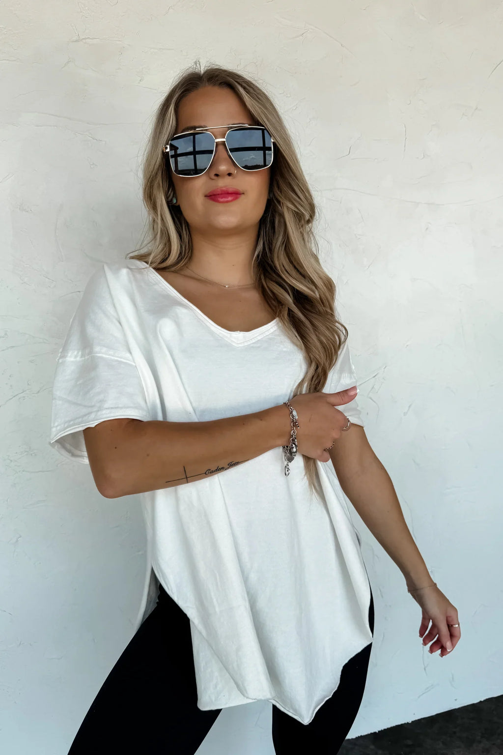Joey V-Neck Washed Cotton Boyfriend Tee