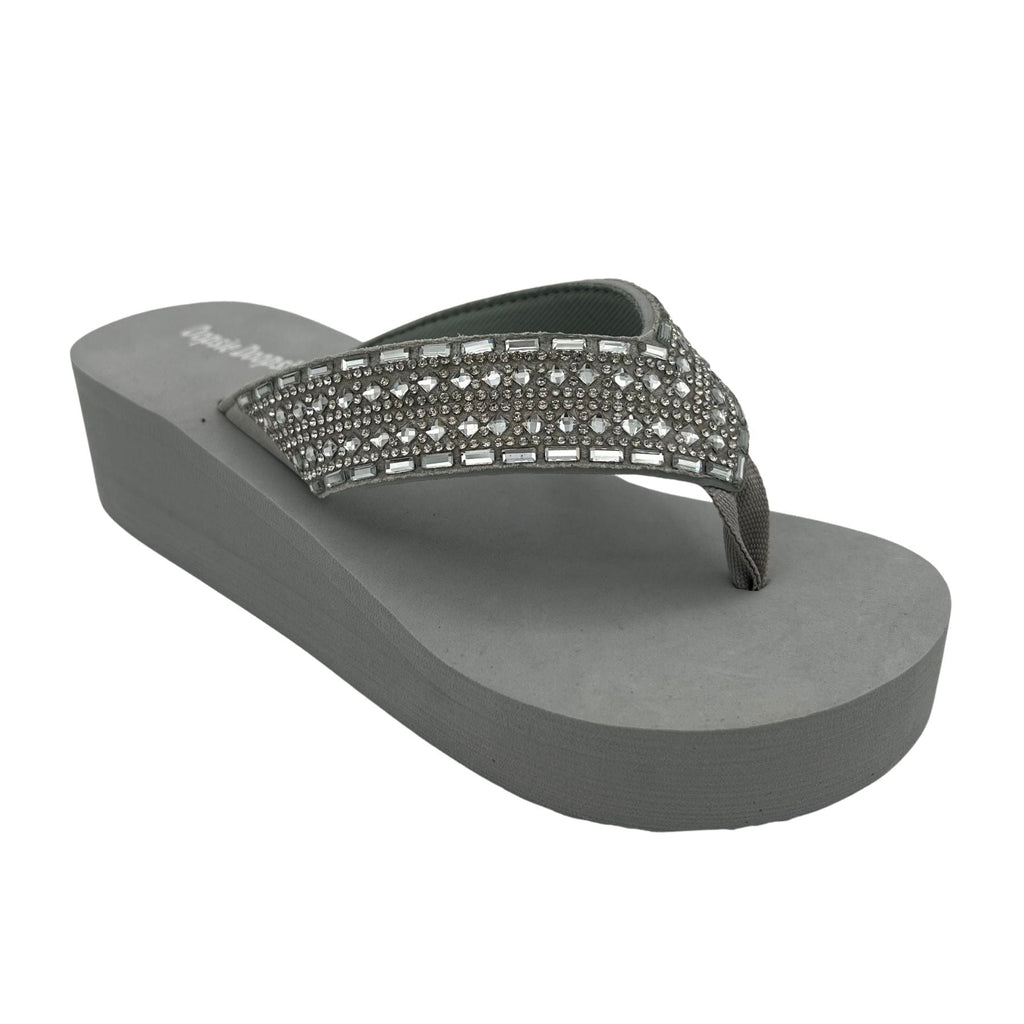 Evita Rhinestone Sandal in Grey