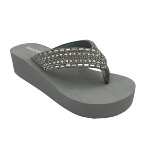Evita Rhinestone Sandal in Grey