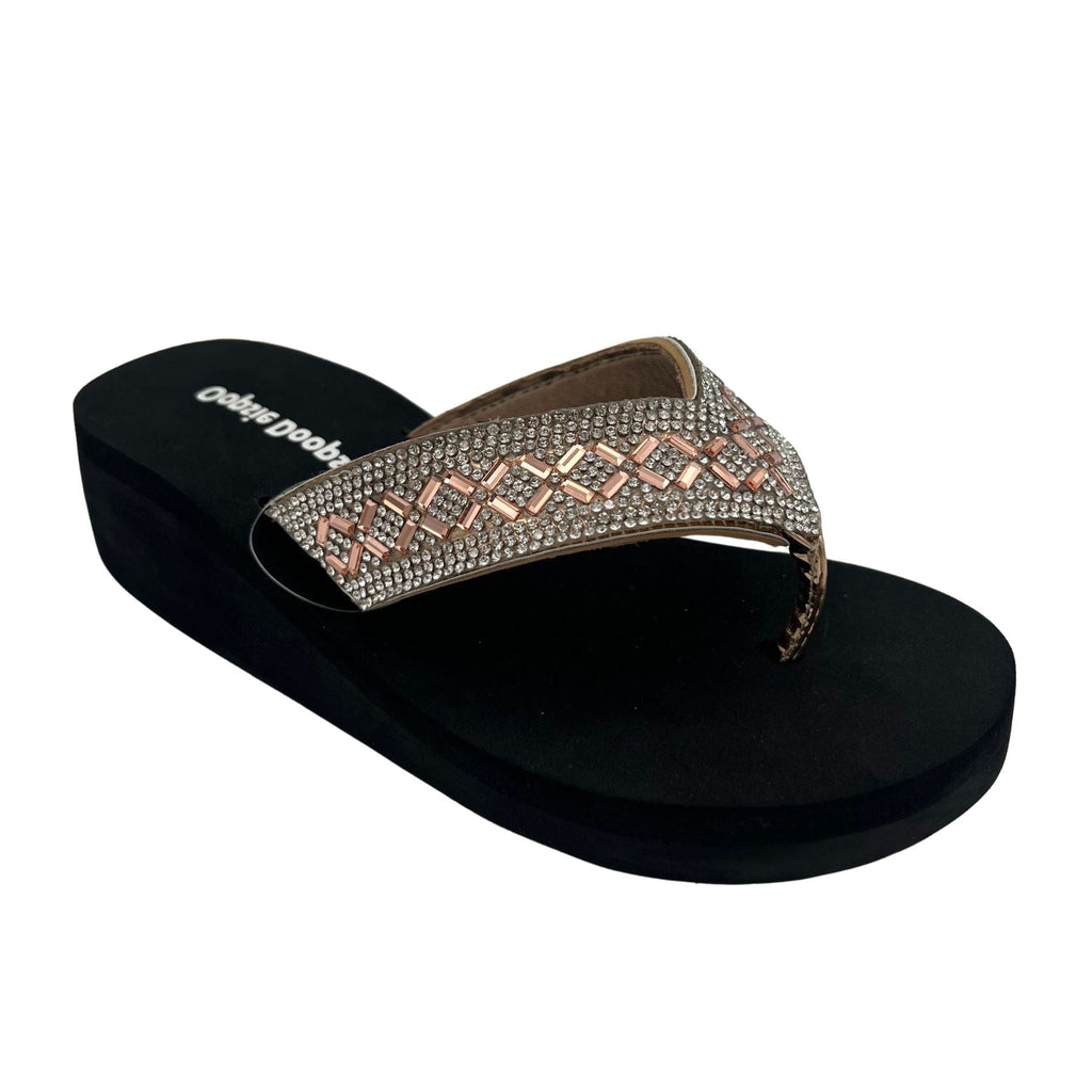 Evie Rhinestone Sandal in Rose Gold