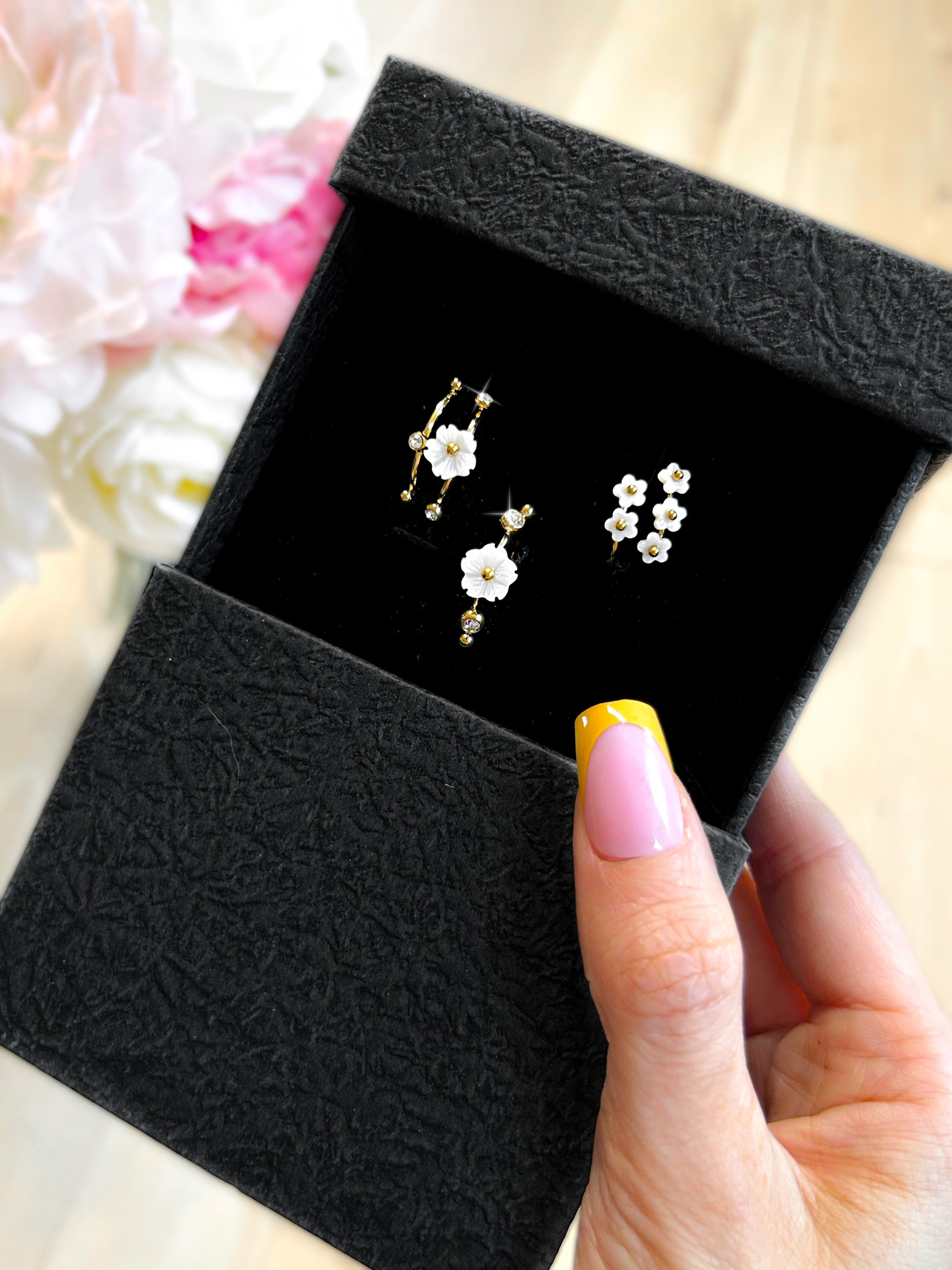 Daisy & Diamond Stainless Steel 3 Piece Ring Set - Girl Code Couture