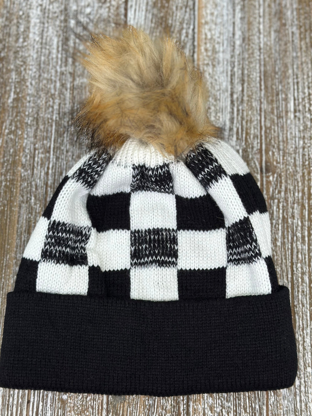 "Checkmate" Pom Beanie