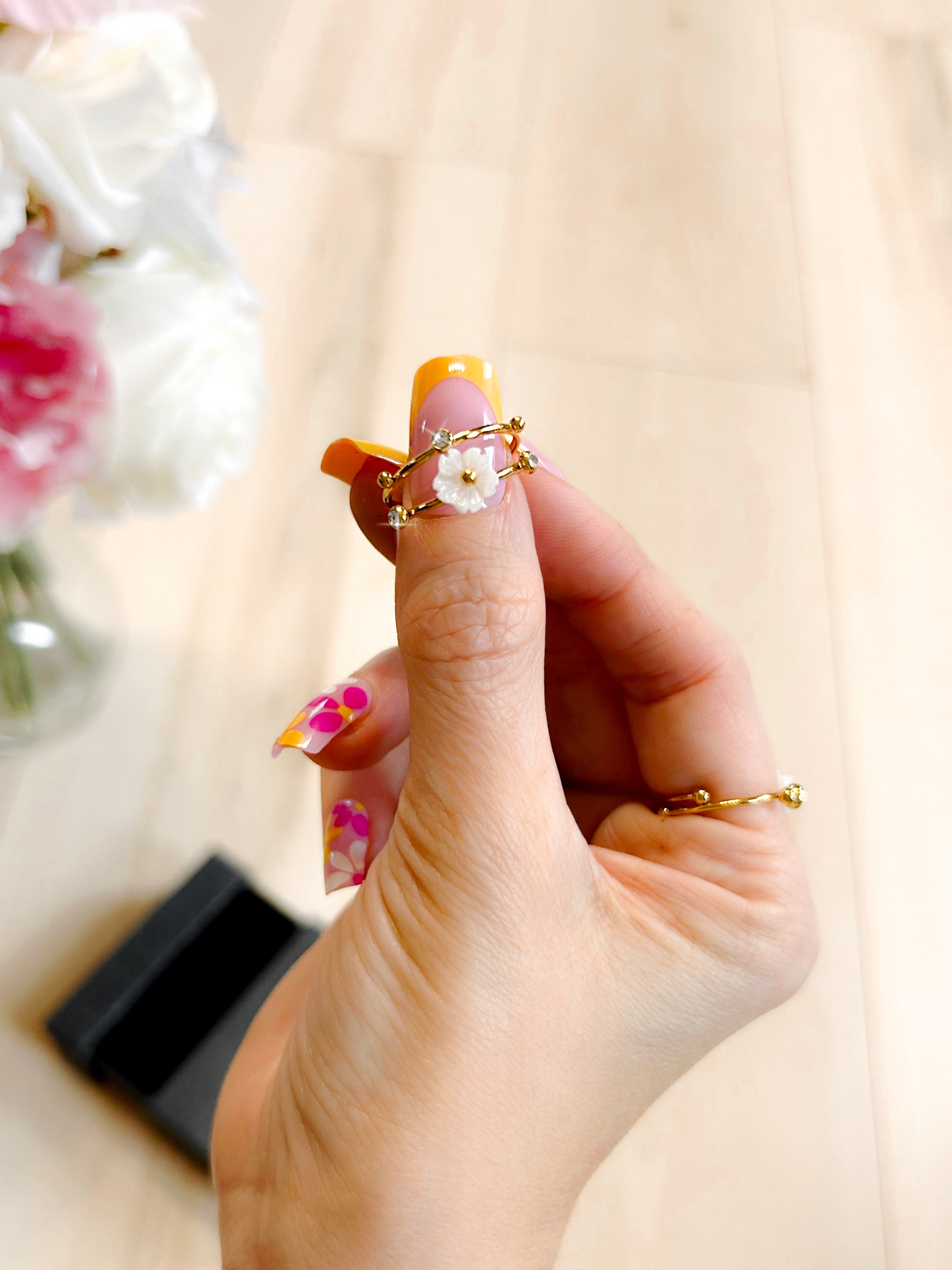 Daisy & Diamond Stainless Steel 3 Piece Ring Set - Girl Code Couture