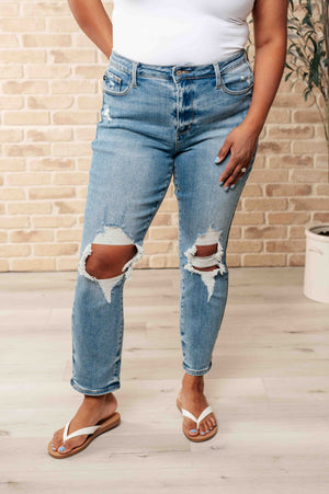 Frankie High Waist Distressed Boyfriend Jeans (Judy Blue)