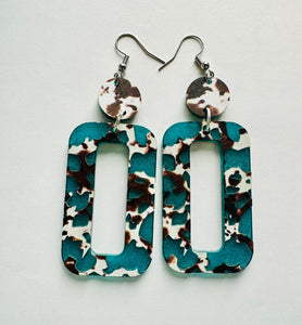 Cow & Turquoise Hoops Earrings