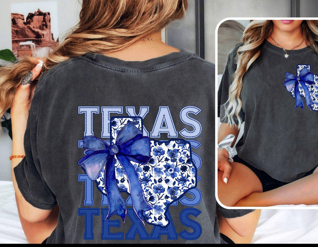 Blue Floral Texas Tee