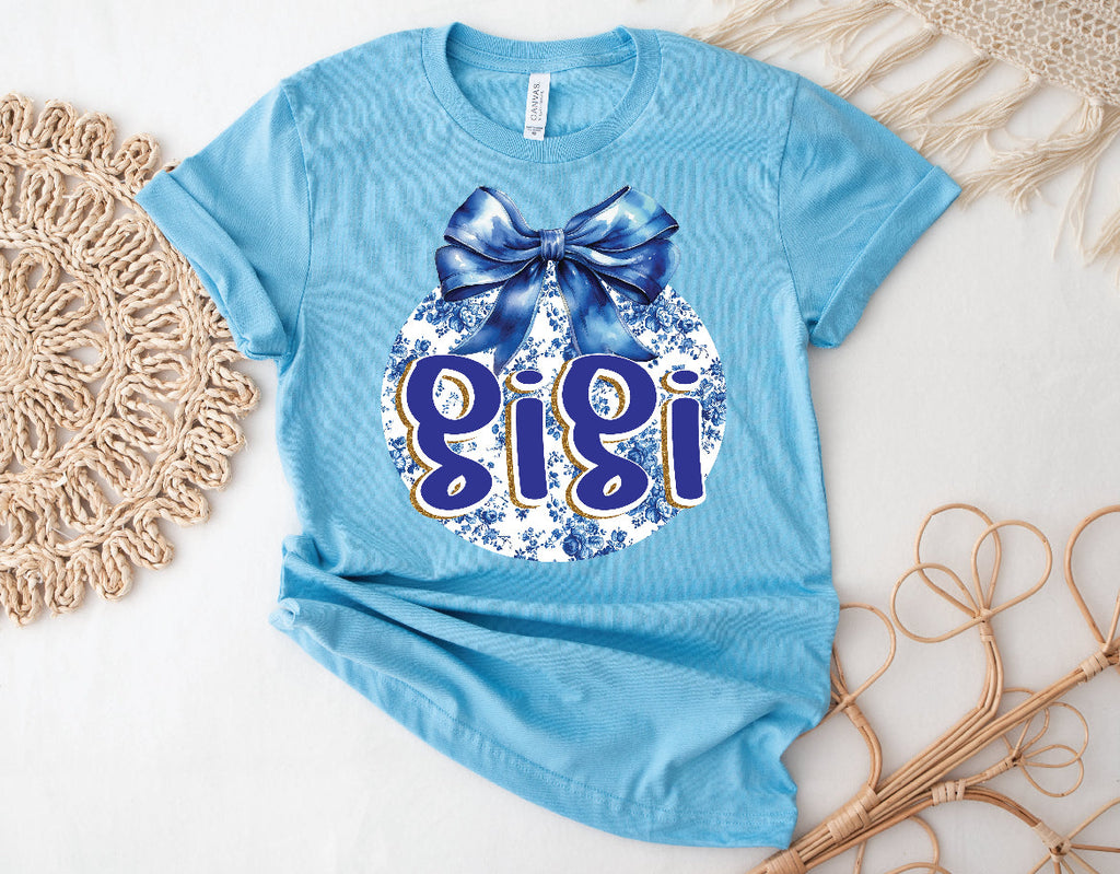 Blue Floral- Gigi Tee