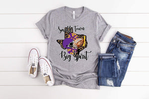 Small Town, Big Spirit- Purple and Yellow Tee