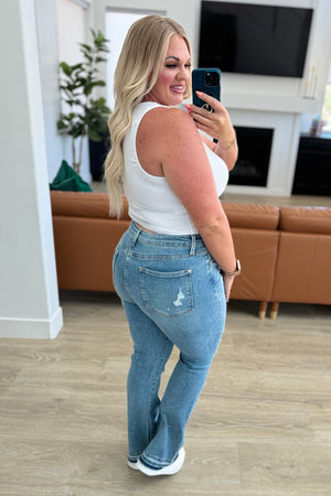 Isla Mid Rise Distressed Released Hem Bootcut Jeans (Judy Blue)