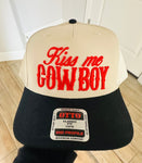 Kiss Me Cowboy PUFF EMBROIDERY TRUCKER HAT