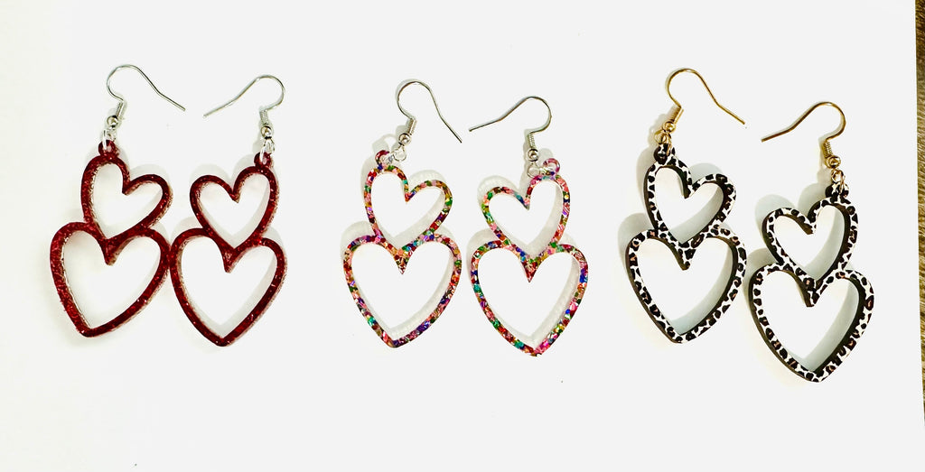 Double Heart  Earring Drops