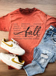 Fall Description Orange Oil Washed Graphic Tee