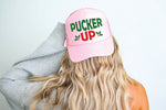 Pucker Up Mistletoe Trucker Hat