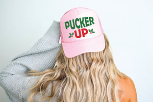 Pucker Up Mistletoe Trucker Hat