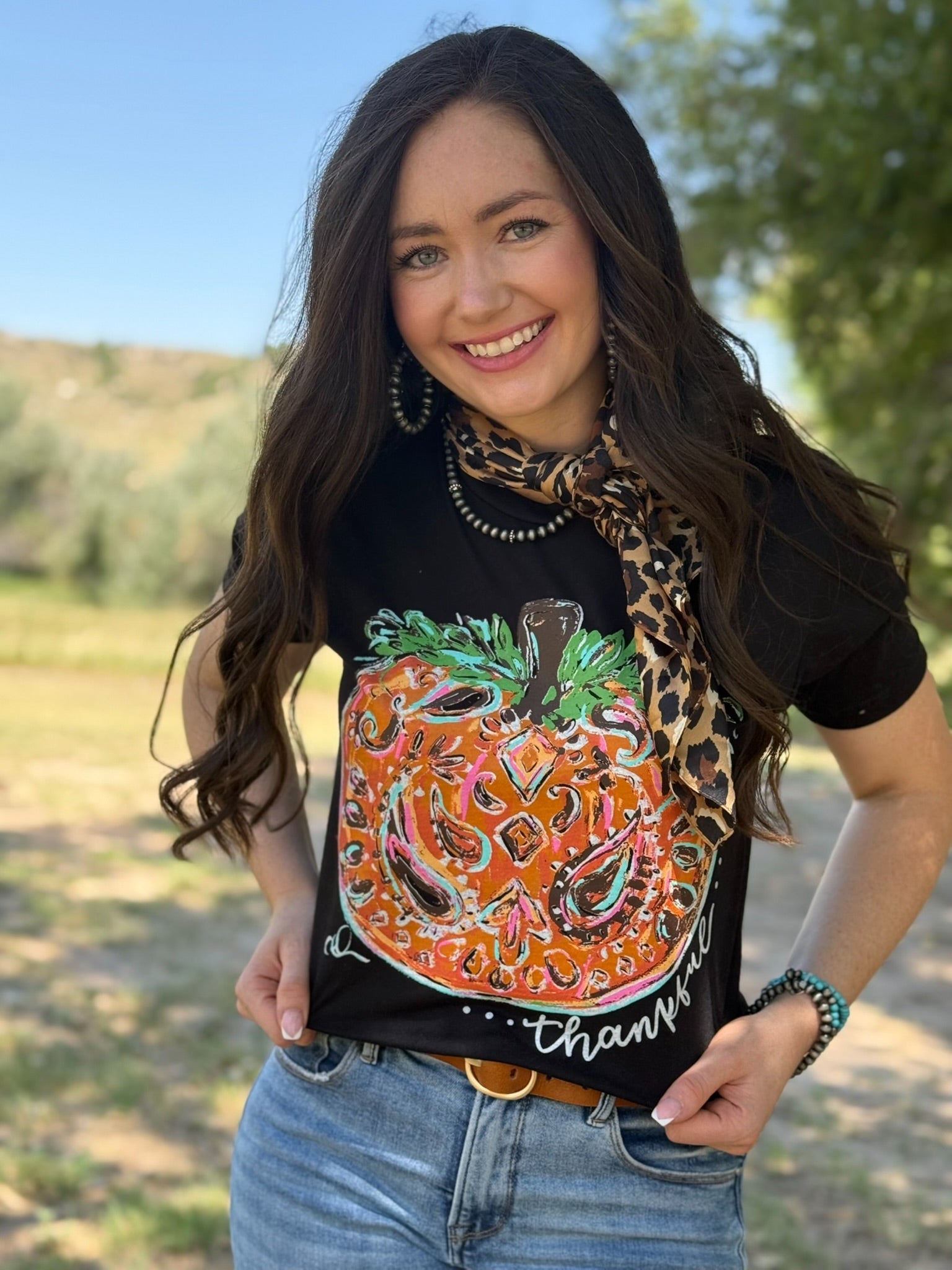 Callie's Thankful Pumpkin Crew Tee & Sweatshirt