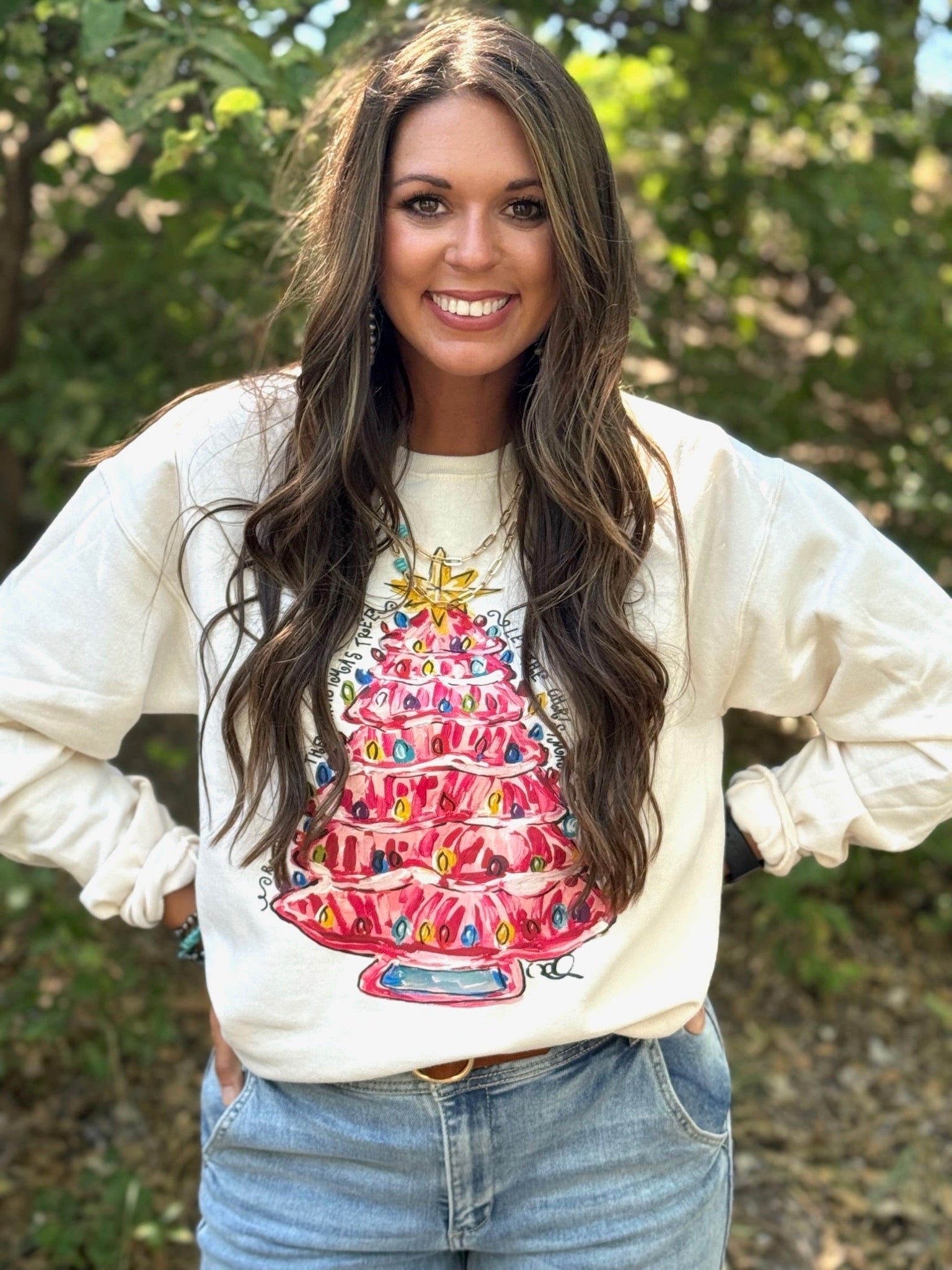 Callie's Pink Christmas Tree Tee & Sweatshirt