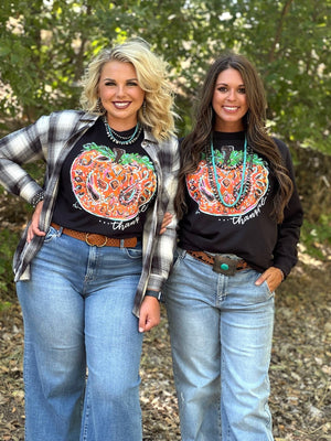Callie's Thankful Pumpkin Crew Tee & Sweatshirt