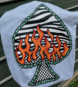 Zebra Flame Spade with Turquoise Tee or Sweatshirt