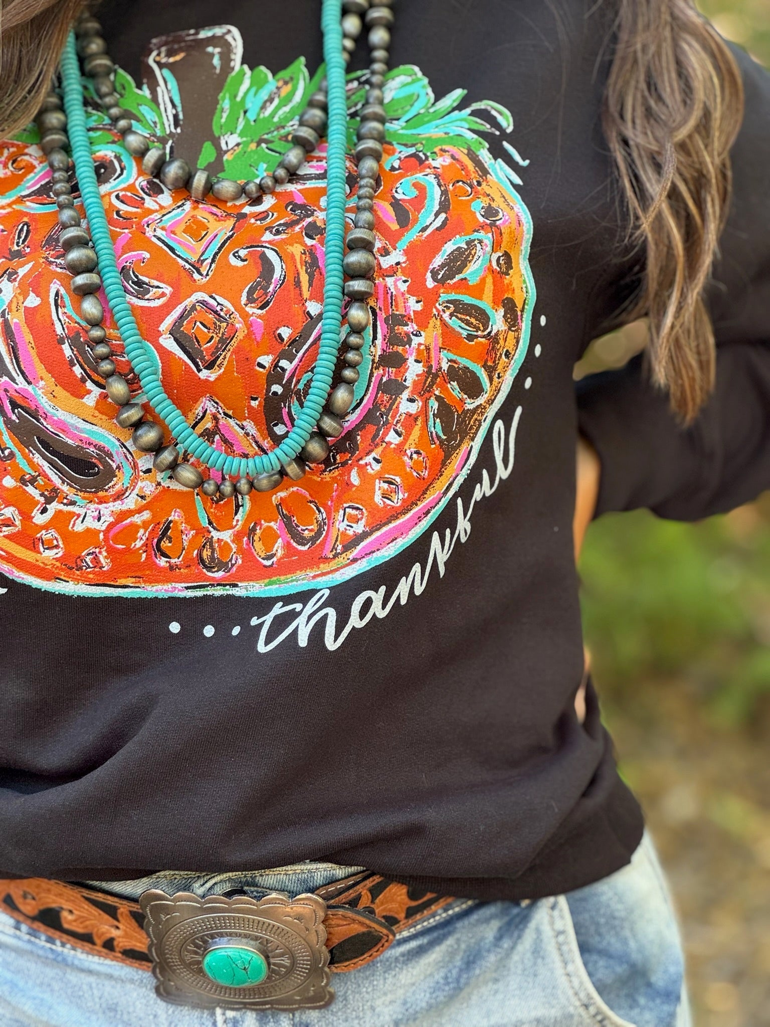 Callie's Thankful Pumpkin Crew Tee & Sweatshirt