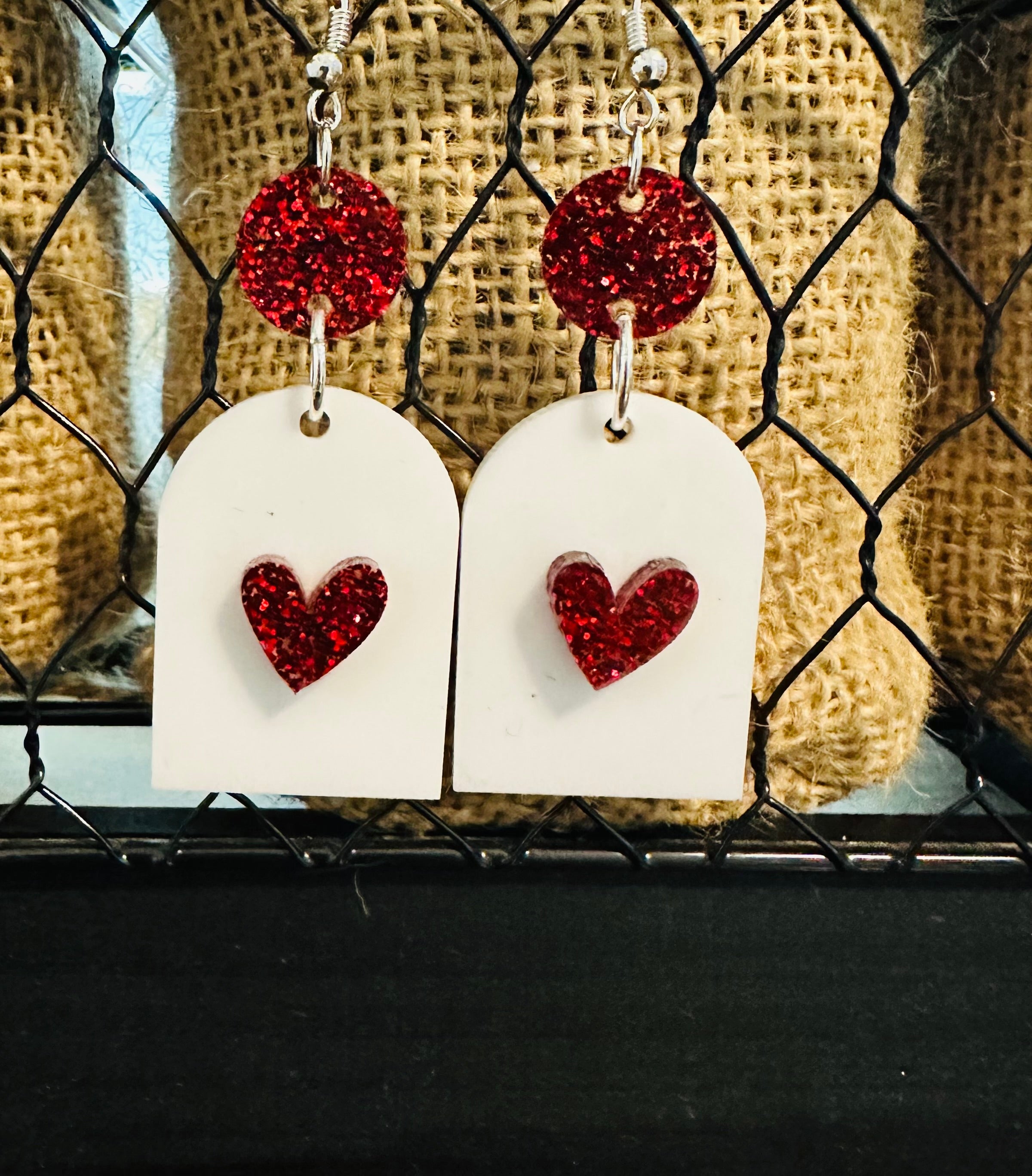 Red Heart Drops Earrings