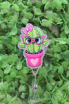 Cactus in Heart Planter Badge/ID Holder Reel