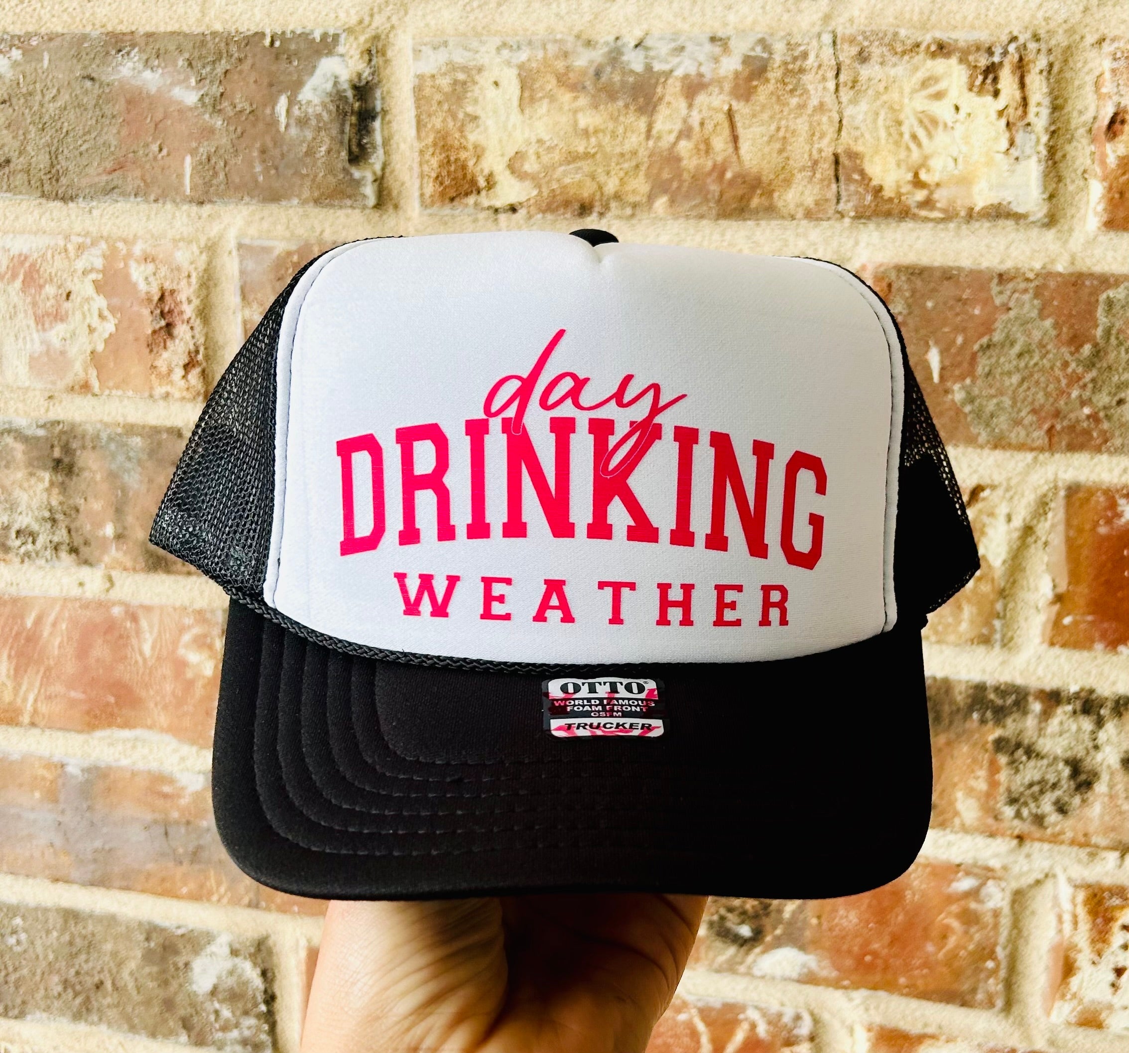 Day Drinking Weather Black & White Trucker Hat