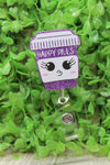 Happy Pills Purple Glitter Badge/ID Holder Reel