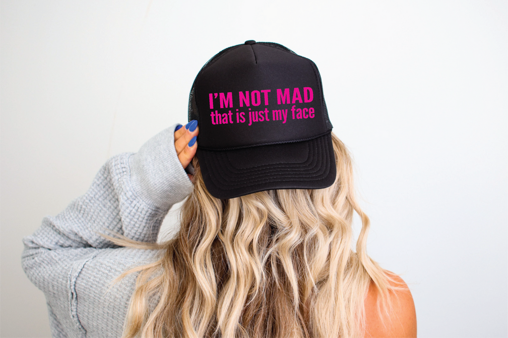 I'm Not Mad Black Trucker Hat