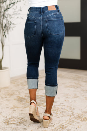 Karen High Rise Double Waist Band Capri Jeans (JUDY BLUE)