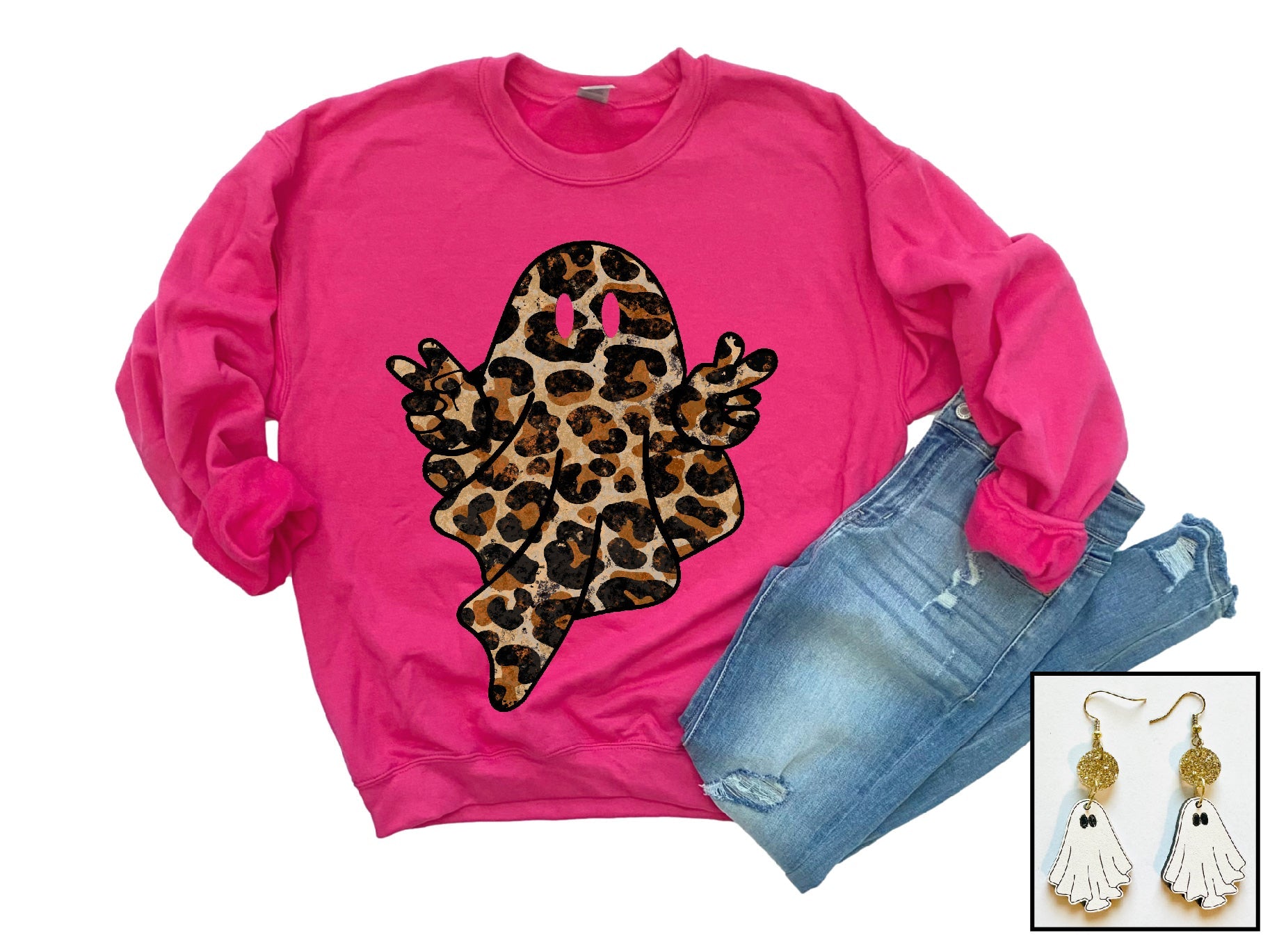 Leopard Ghost Tee or Sweatshirt