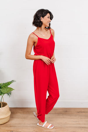 Livin' The Dream Jumpsuit in Red