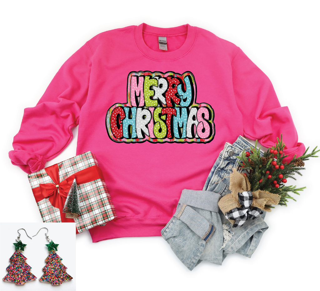 Merry Christmas Colorful Dots Sweatshirt