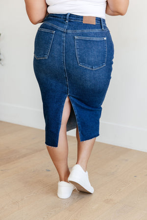 Marcy High Rise Denim Midi Skirt (Judy Blue)