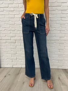 Melanie High Rise Drawstring Wide Leg Jeans (Judy Blue)