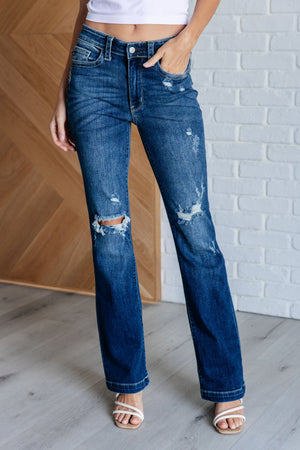 Mila Mid Rise Distressed Bootcut Jeans (Judy Blue)