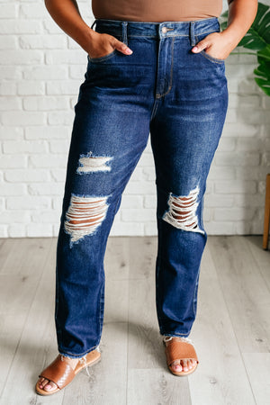 Montana High Rise Rigid Magic Distressed Straight Jeans (Judy Blue)