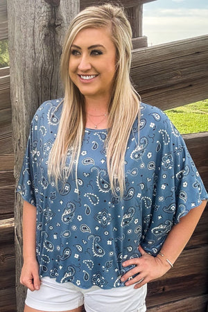 Sterling Kreek Bandana Blue Top (Size XL)