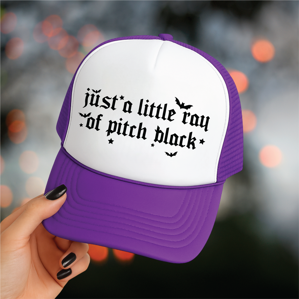 Just a Ray of Pitch Black Purple and White Trucker Hat