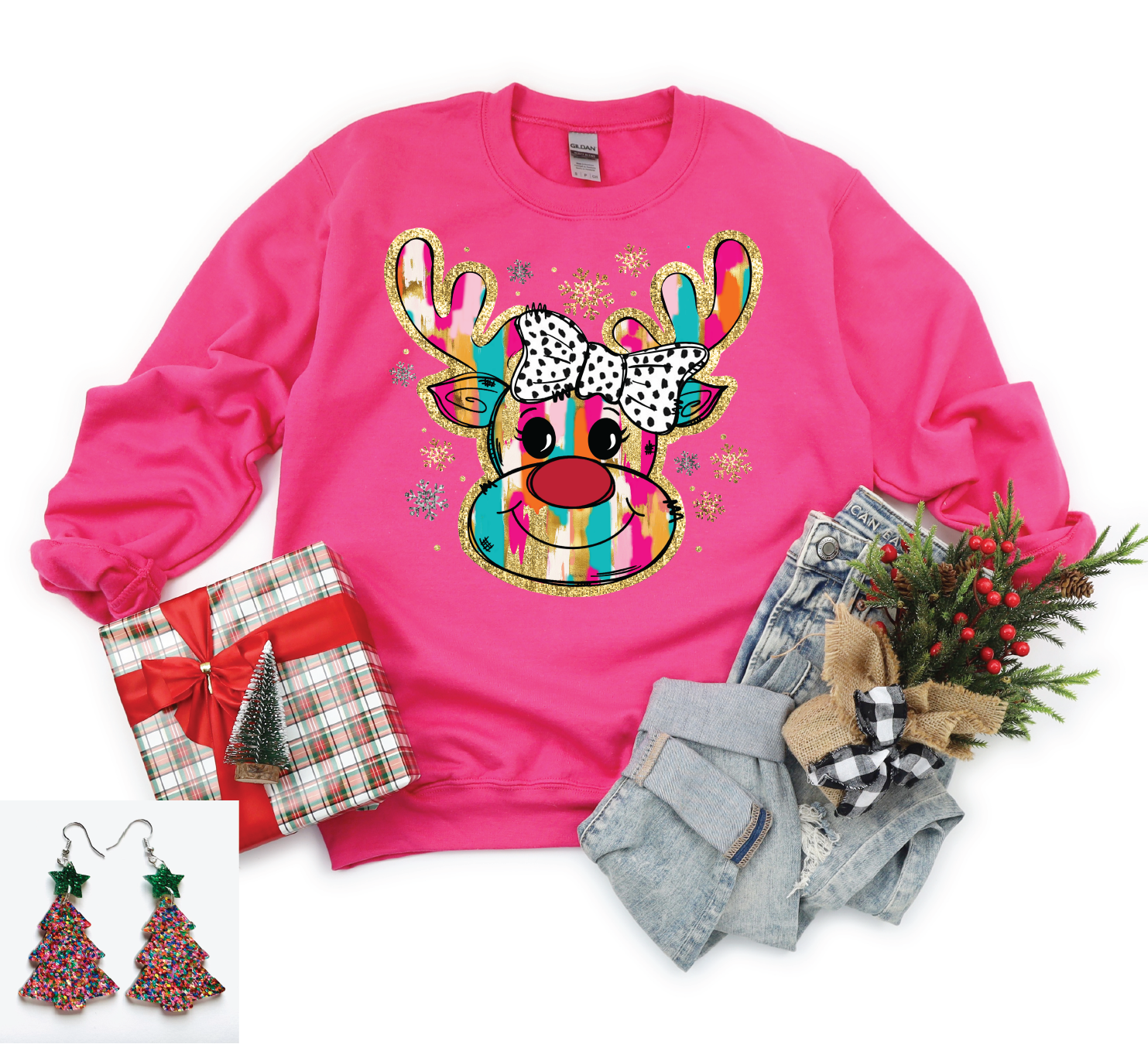 Glitter Reindeer  (Glitter Look)- Sweatshirt